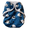 Bundle Baby One-Size Diaper Cover with Snaps - Blue background, white sheep with black faces and legs